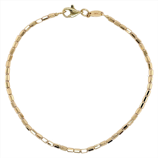 9ct Yellow Gold Italian Made Diamond Cut Octagonal Box Link Bracelet 1.90mm x 19cm - VX3DCBCB4141 Seiko 
